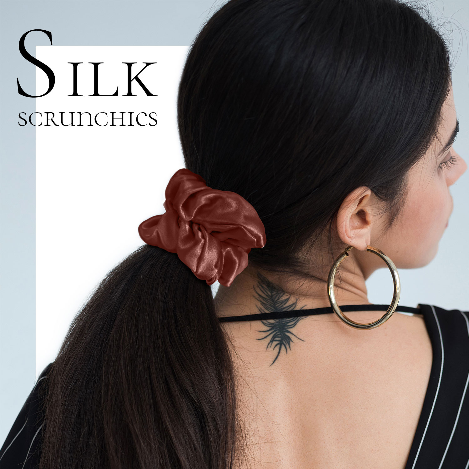 100% Silk Scrunchies (OrangeRed)
